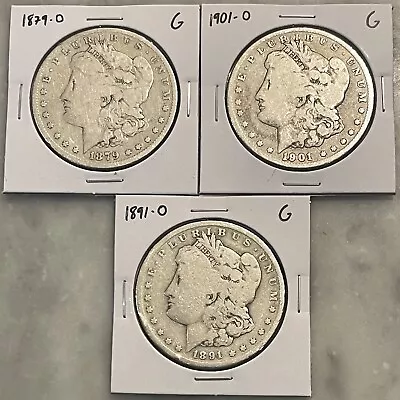 Lot Of (1) 1879-O (1) 1901-O (1) 1891-O Morgan Dollar - G - Good - 90% Silver • $104.95