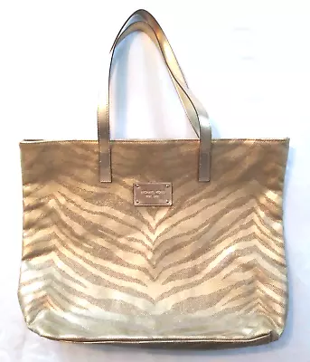 Michael Kors Canvas Gold Fabric Zebra-Print Tote Bag • $23.99