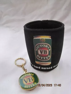 VB Victoria Bitter Beer Stubby Cooler And Keyring Bottle Opener • $23