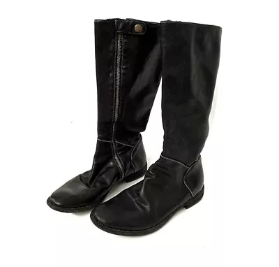 Officine Creative Mid Calf Side Zip Leather Boots Size EU 37 US 7 Black Italy • $99