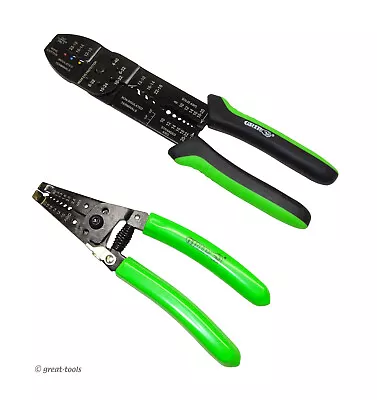 2-PC WIRE STRIPPER & CRIMPER SET – Green Handles – Automotive Repair Hand Tools • $28