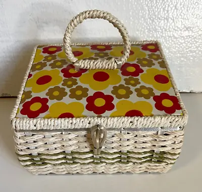 Vintage Dritz  Floral Flower Sewing Basket/Storage W/Handle • $10