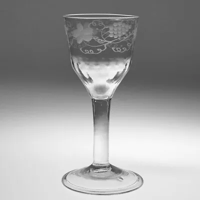 Engraved 18th Century Plain Stem Glass Goblet C1745 • £375