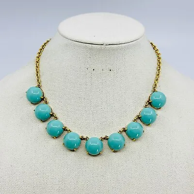 J. Crew Necklace Blue Bubble Acrylic Prong Set Gold Tone Costume Jewelry • $29.95