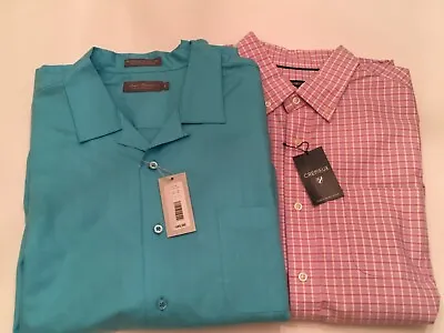 Lot Of 2 Daniel Cremieux Men's Button Pink Plaid + Blue Shirts Large  NWT $160 • $20.65