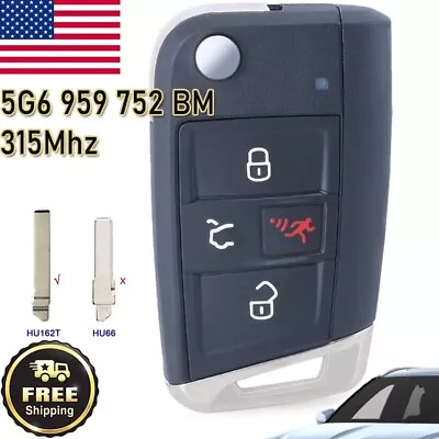 Remote Key Fob For Volkswagen VW Jetta Tiguan Golf GTI NBGFS125C1 5G6 959 752 BM • $39.50