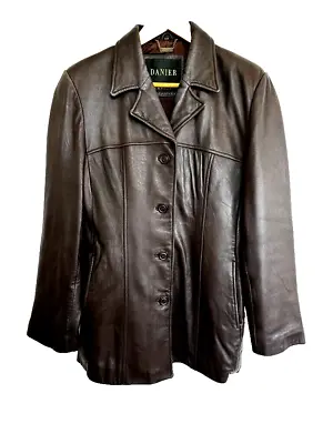 Danier Canada Men's 100% Soft Brown Leather Jacket Coat Collared Size XS • $69.99