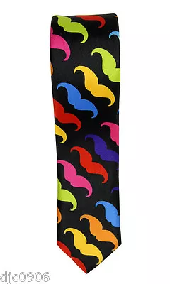 Unisex Multi Color Mustaches Neck Tie 56  L X 2  W-Mustache Neckwear Tie-New! • $19.99