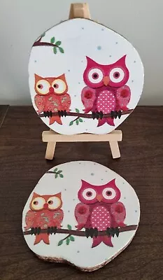 £6 • Buy Decoupage Wooden Slice Coasters - Owl Design