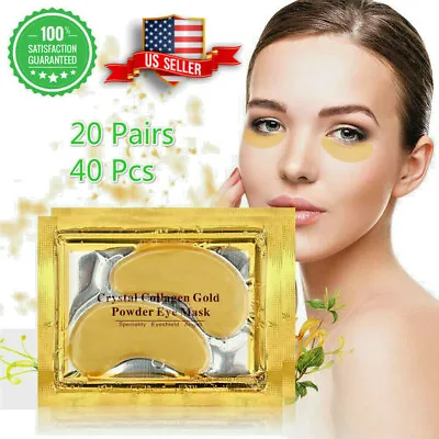 40pc 24K Gold Crystal Collagen Eye Mask Patch Gel Wrinkle Anti Aging Dark Circle • $9.99