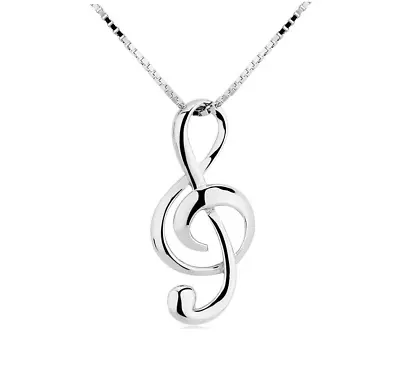 18  G Clef Pendant Treble Musical Note Necklace Sterling Silver Set Gift Box L41 • $12.97