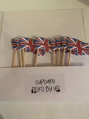 12 Union Jack Flags Cake Toppers/cupcake/picks/table Decoration/party/coronation • £4.20