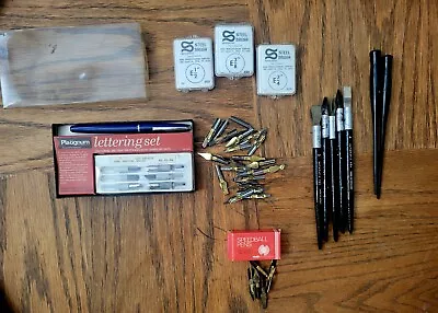 Vtg Platignum Calligraphy Pens Speedball Nib And More Lot Left Fountain EUC • $25.99