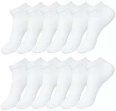 $12.50 • Buy Spandex Socks Cotton 12 Pairs Low Ankle White Socks Thin Sports Socks Size 10-13