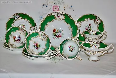 Superb Antique 1850 Shropshire Porcelain Coalport Gainsborough Tea Cup Set • £85