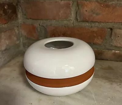 Mid Century Modern White Round Vase Made In Portugal Mint Condition  • $55