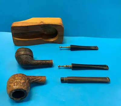 Vtg Mixed Pipe Stem And Monkey Pod Wood Holder Lot Of Four  • $39.95