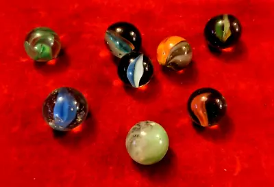 Vintage Collectible Cat's Eye Toy Marbles - 8 Total W/ One Different • $7.95