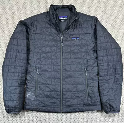 FLAWS Patagonia Jacket Mens S Full Zip Nano Puff Primaloft Lightweight Dark Gray • $47.99