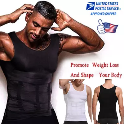 Mens Slim Body Compression Tummy Shaper Belly Shapewear Waist Girdle Shirt Vest • $14.79