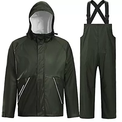 TOWN&FIELD Rain Suits For Fishing Waterproof Rain Gear For Men Small Dark Green • $95.43