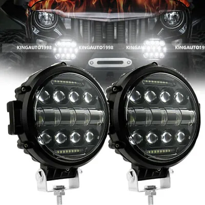 Pair 7 Inch LED SPOT Driving Lights Round Work Offroad 4x4 12V Black Fog • $79.99