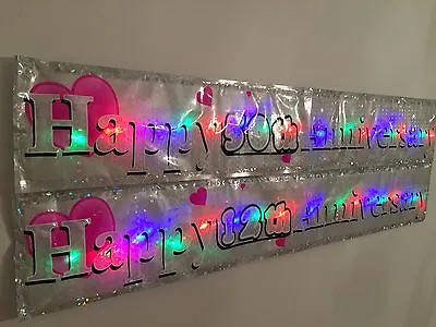 Personalised Flashing Happy Anniversary Banner 25th40th50thParty Decorations • £6.99