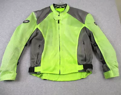 OSI Cool Mesh Motorcycle Jacket Men L Gray Neon Green Zip Out Liner No Armor Pad • $39.99