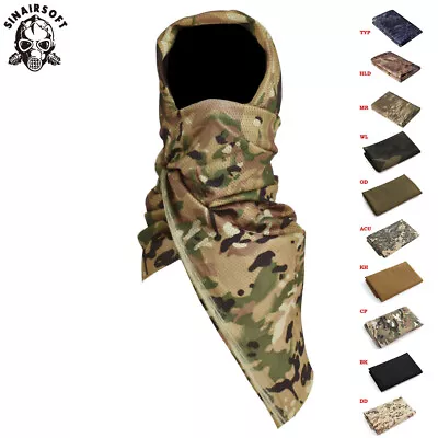 Tactical Camo Mesh Wrap Hood Neck Scarf Military Sniper Face Veil Mask Cover • $8.99