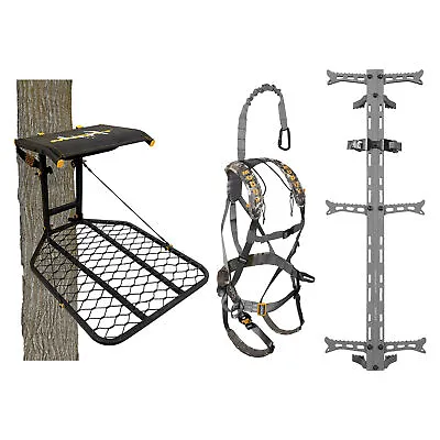 Muddy The Boss Tree Stand Ambush Safety Harness & Hawk Set Of 3 Climbing Sticks • $276.99