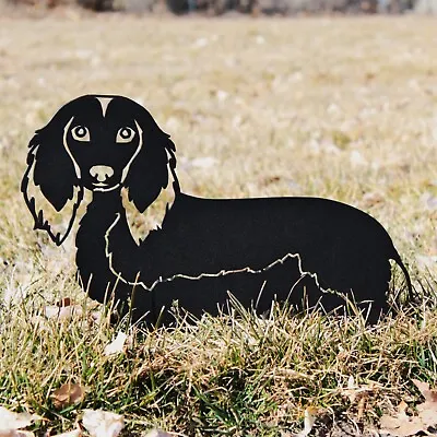 Longhaired Dachshund Black Metal Dog Silhouette • $49