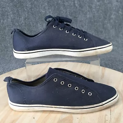 H&M Shoes Womens 11.5 Low Top Sneakers Blue Canvas Round Toe Lace Up Casual • $25.99