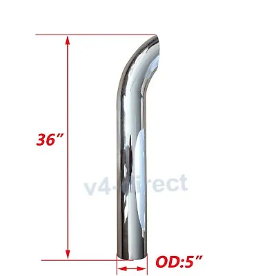 Chrome 5  5 Inch OD Curved Stack Pipe 36  Length Freightliner Kenworth Peterbilt • $99.90