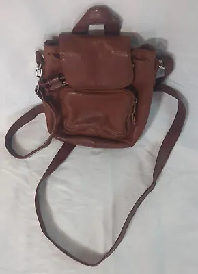 Kenneth Cole Cognac Brown Leather Purse Converts To Backpack Vintage Distressed • $24.95