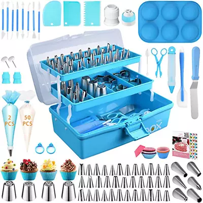 Mouth Set With Three-layer Storage Blue Folding Box Baking Set Cake Decorating • £79.35