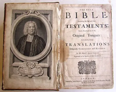 $1499.99 • Buy 1738 BIBLE In ENGLISH By John Baskett ANTIQUE FOLIO ILLUSTRATED W/ MAPS