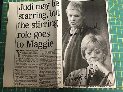 Judi Dench & Maggie Smith – Double Signed Autograph – No Dedication • £3