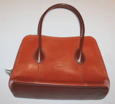 Vera Pelle Brown Leather Satchel Handbag Shoulder Bag 2-tone Made In Italy • $46.97