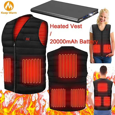 Heated Vest &20000mAh Battery Pack Electric Heating Vest Winter Heated Warm Coat • $21.77