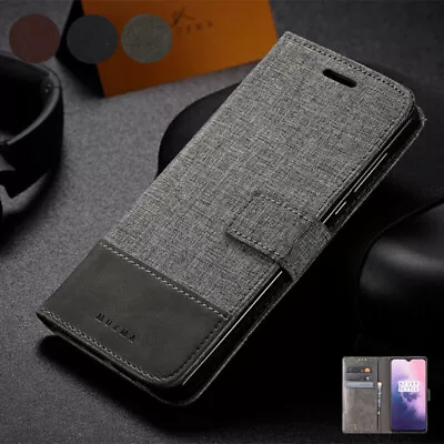 For OnePlus 11 ACE Nord N20 N300 8T 7 8 Pro Canvas Leather Wallet Case Cover • $18.04