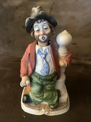 Melody In Motion Lamp Post Willie Hobo Clown Porcelain Musical Figurine 1987 • $45