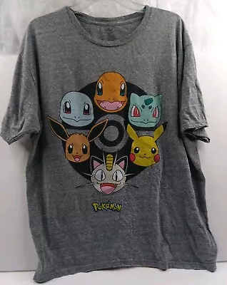 Pokemon Pikachu Eevee Charmander Bulbasaur Squirtle Meowth Graphic T-Shirt XL • $3.60