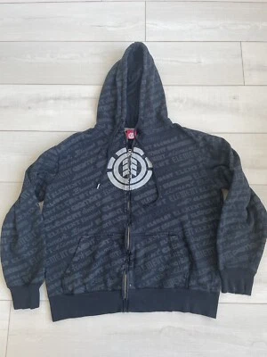 $34.99 • Buy Vintage Element Skateboard Black Full Zip Up Hoodie AOP Logo Medium