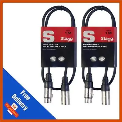 2 X 1m Stagg Microphone Cable Male To Female Balanced XLR Mic Audio Lead  • £8.45
