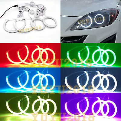 RGB Halo Ring For Mazda 3 10-13 Headlight LED Angel Eye Flash Bluetooth DRL Lamp • $54.61