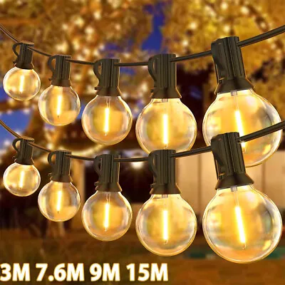 Outdoor LED Festoon Light Mains Garden Party G40 Bulbs Globe String Lights IP65 • £14.87