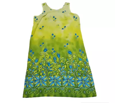 Carolina Colours Summer Dress Plus Size 24 Spring Flowers Yellow Green Vintage • $25