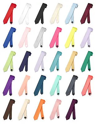 Vesuvio Napoli Narrow NeckTie Solid Color 2.5  Skinny Thin Men's Neck Tie • $8.95