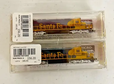 Micro-Trains ATSF SD40-2 Power Locomotive Set 970 01 091 & 970 01 092 Z Scale • $525