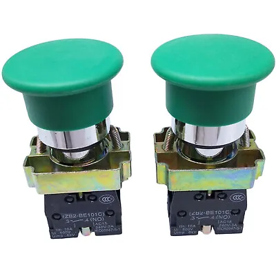 US Stock 2pcs XB2-BC31C NO Momentary Mushroom Head Push Button Switch Green • $13.87